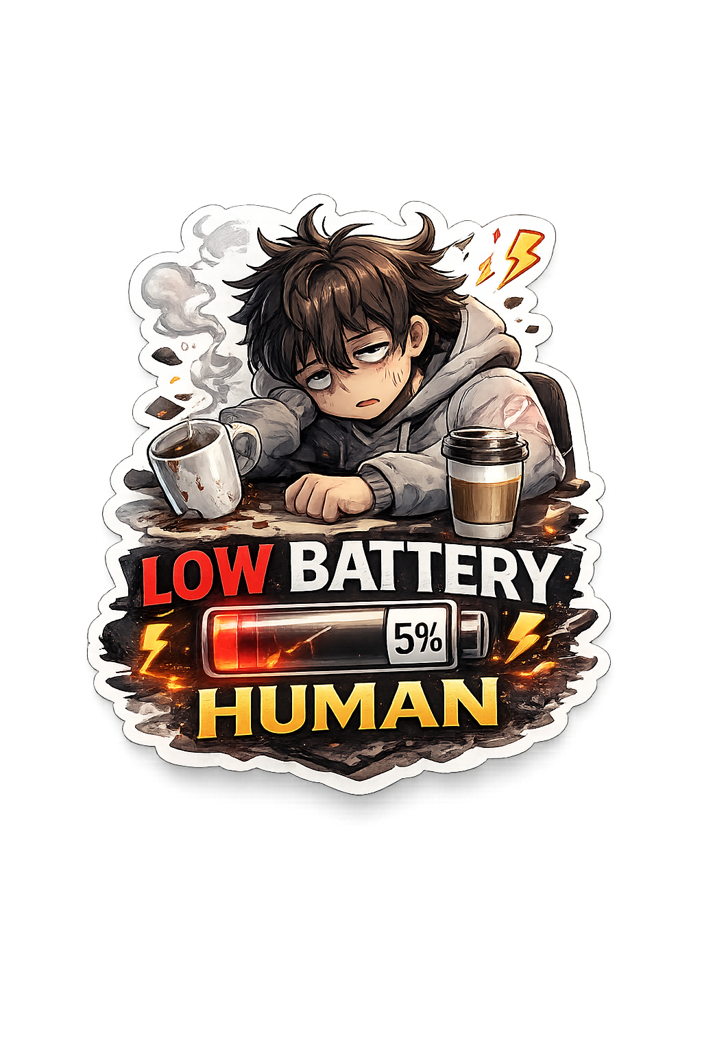 "Low Battery Human" Sticker