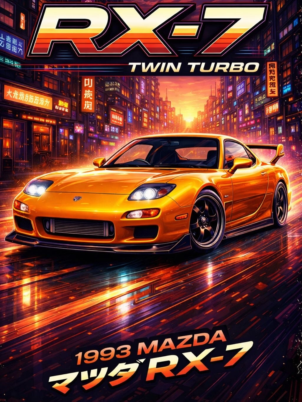 Mazda RX-7 Sports Car Poster - 24 inch x 36 inch