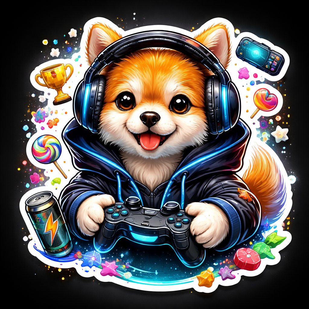 Puppy Playing Games Sticker