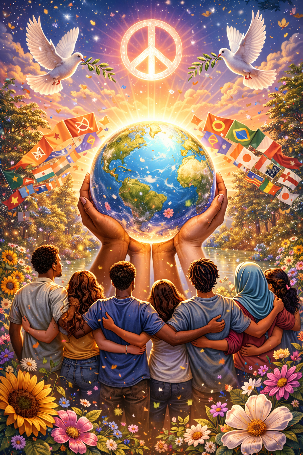 World Peace Unity Motivational Poster - 24 inch x 36 inch