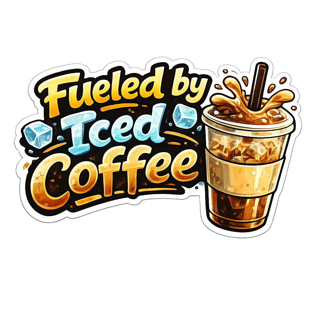 "Fueled By Iced Coffee" Sticker