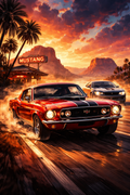 Classic Mustang Car Poster - 24 inch x 36 inch